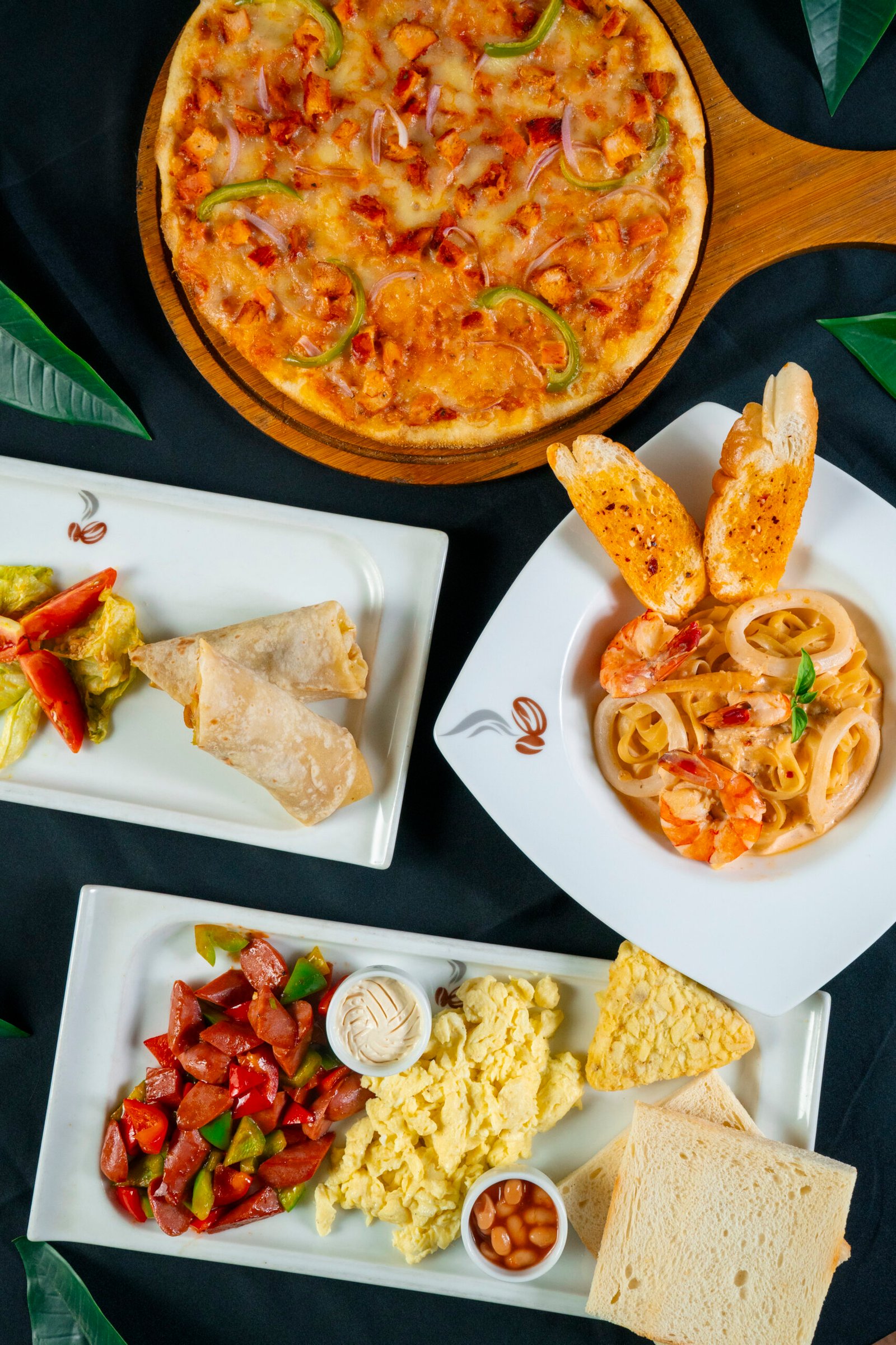 Sea Food Linguine & Pizza & Chicken Arabiata Wrap (1)