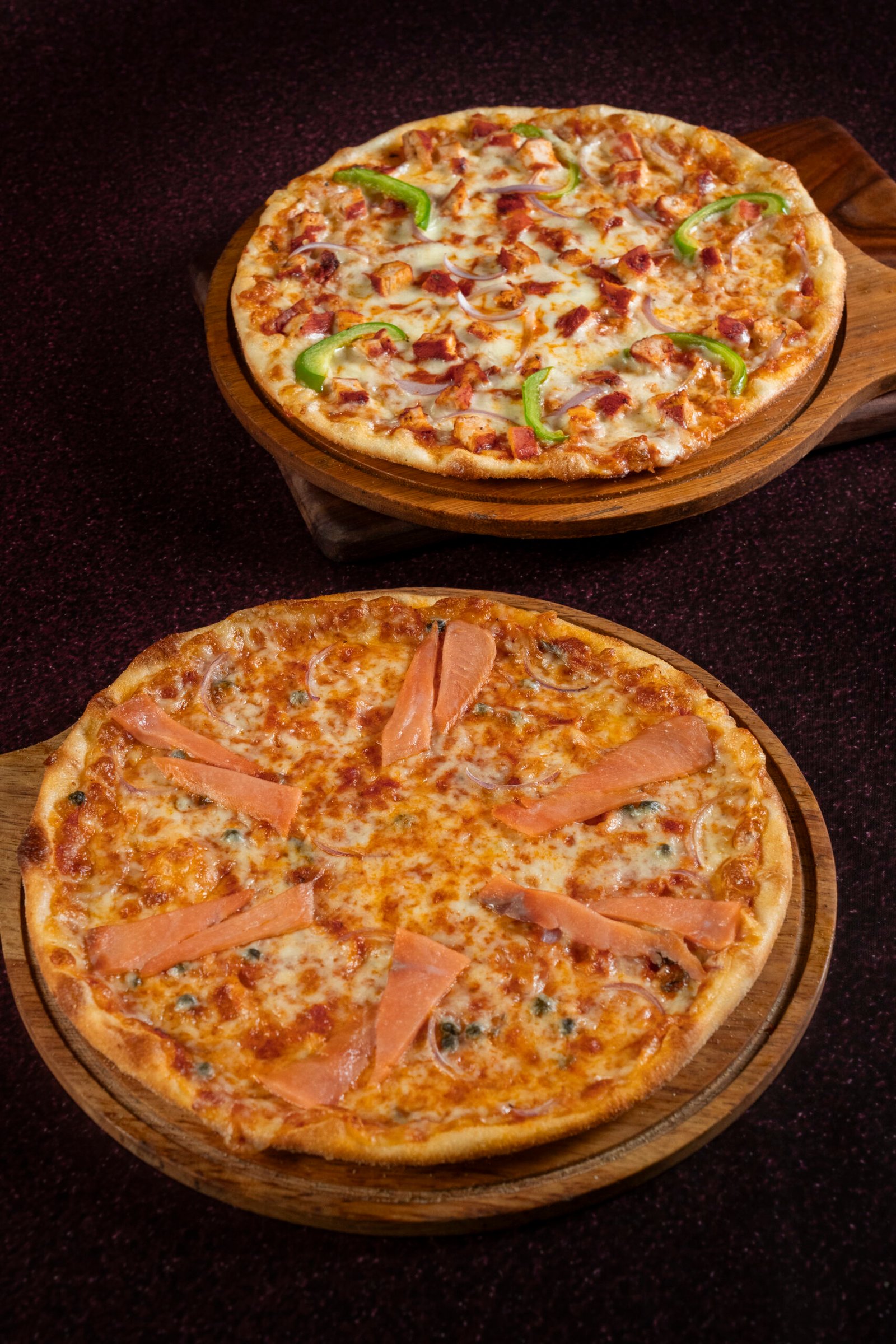 Smoke Salmon Pizza + Tandoori Chicken Pizza (OFF)